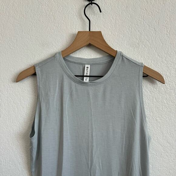 Athleta Cloudlight Restore Crew Neck Asymmetric Hem Tank Top Glacial Blue Grey S - Picture 5 of 10